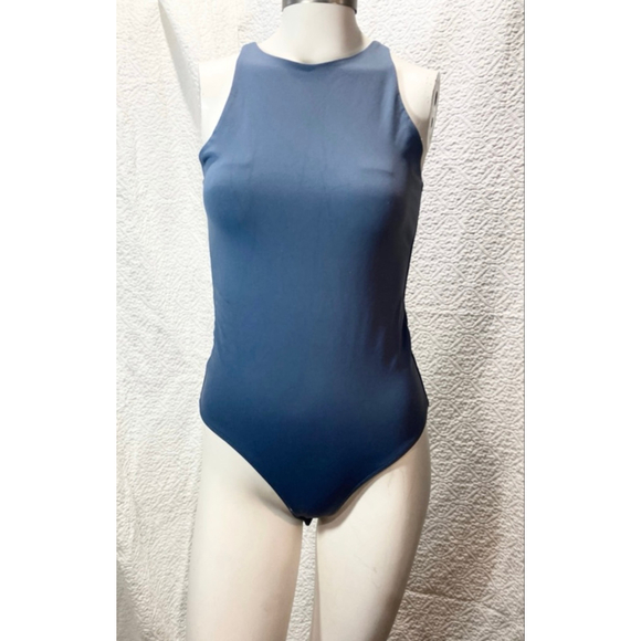 Abercrombie & Fitch Tops - Abercrombie & Fitch Soft Collection High Neck Sleeveless Bodysuit Size S Blue
